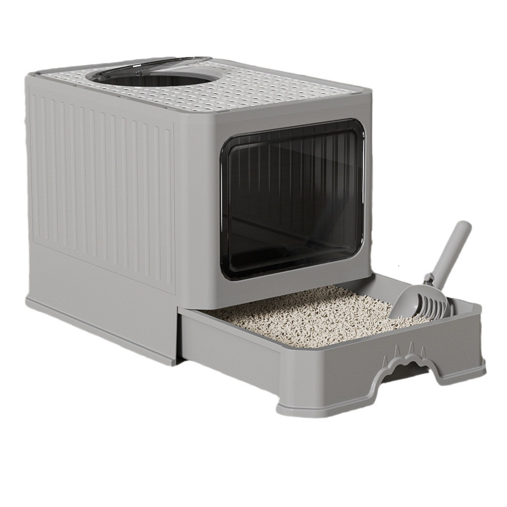 Fully Enclosed Extra Large Drawer Type Top Entry Anti-Odor Anti-Splash Litter Box Cat Toilet for Cats