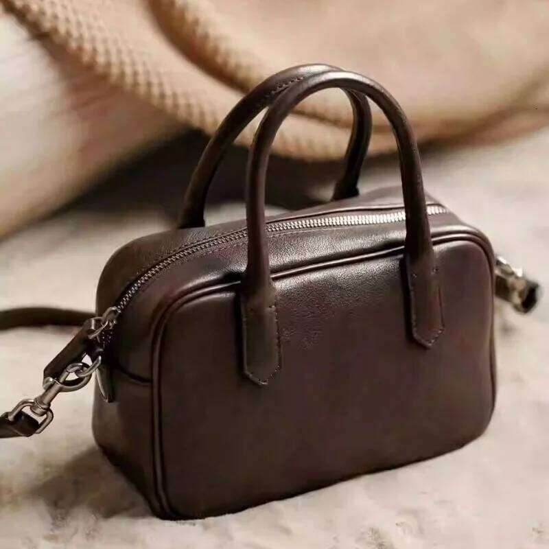 Leather Casual Crossbody Single Shoulder Handbag Bowling Bag Women's Soft Suotong2509
