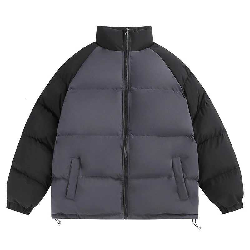 Patchwork Parka Jacket Mens Fashion Splicing Stand Collar Windproof Parkas Korean Female Male Allmatch Down Cotton Padded Coat W250926