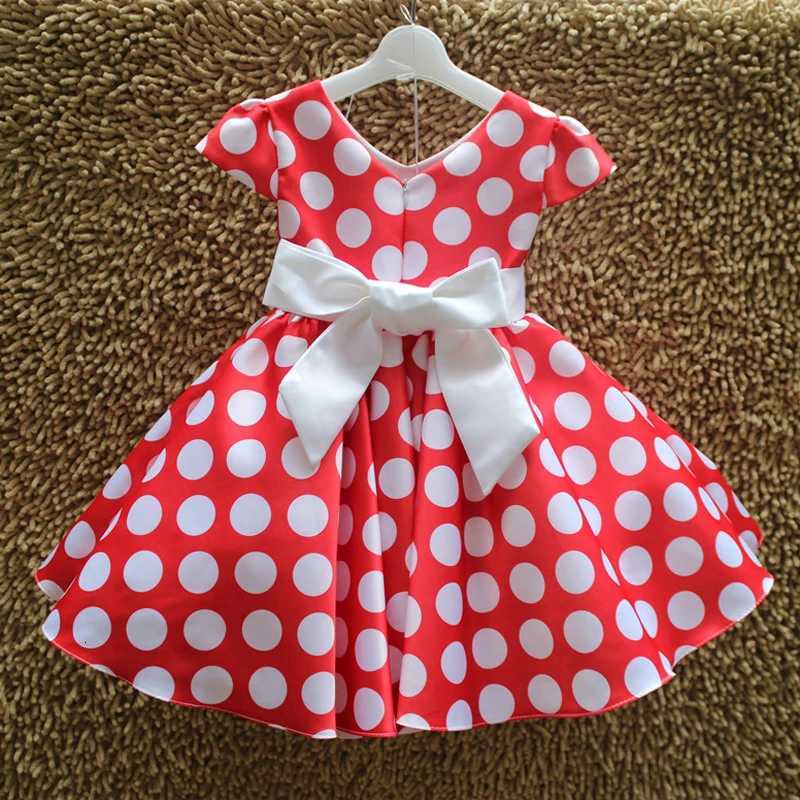 Summer Baby Girl Short Sleeve Bow Princess Dress for Girl Polka Dot Big Red Party Wedding Dresses Kids Clothes Children Costumes Z250926