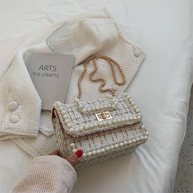 Autumn and Winter Tweed New Women's Chain Fashion Crossbody Shoulder Small Square Bag
