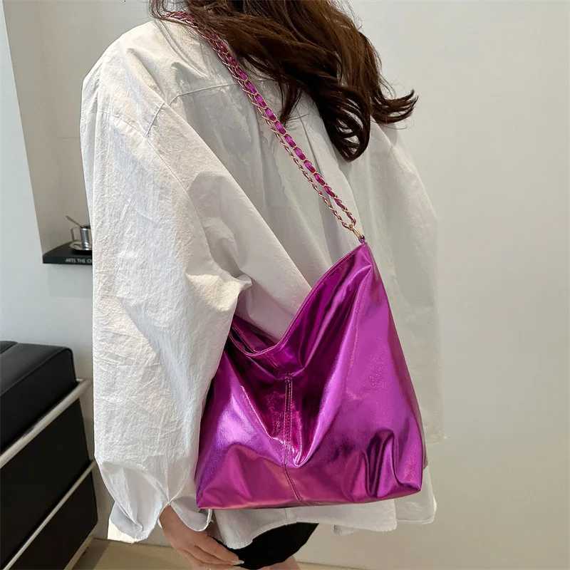 Glossy Tote Bags for Women Fashion High Capacity Shopping Pouch PU Leather Handags Shiny Casual Female Purse Girls Shoulder Bag Z250926