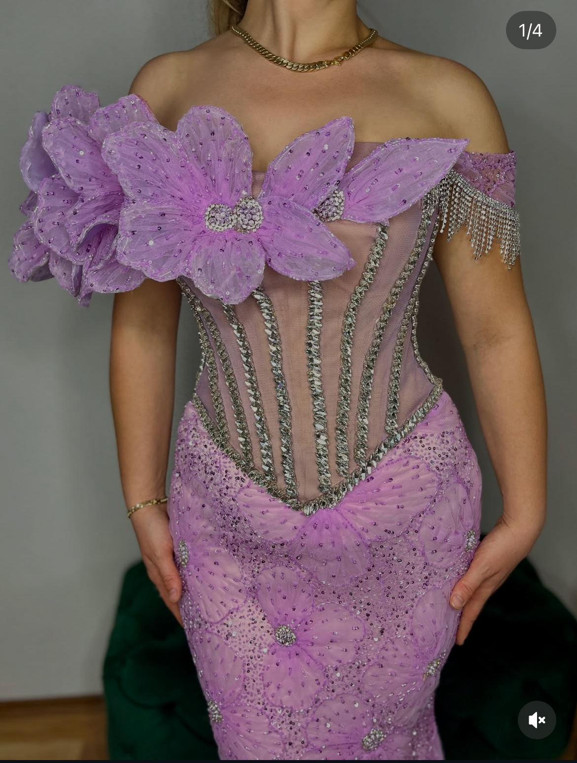 Lilac Mermaid Prom Dresses 2025 Flowers Crystals Floral Lace Beaded Evening Formal Party Second Birthday Engagement Gowns Plus Size Dress For Special 