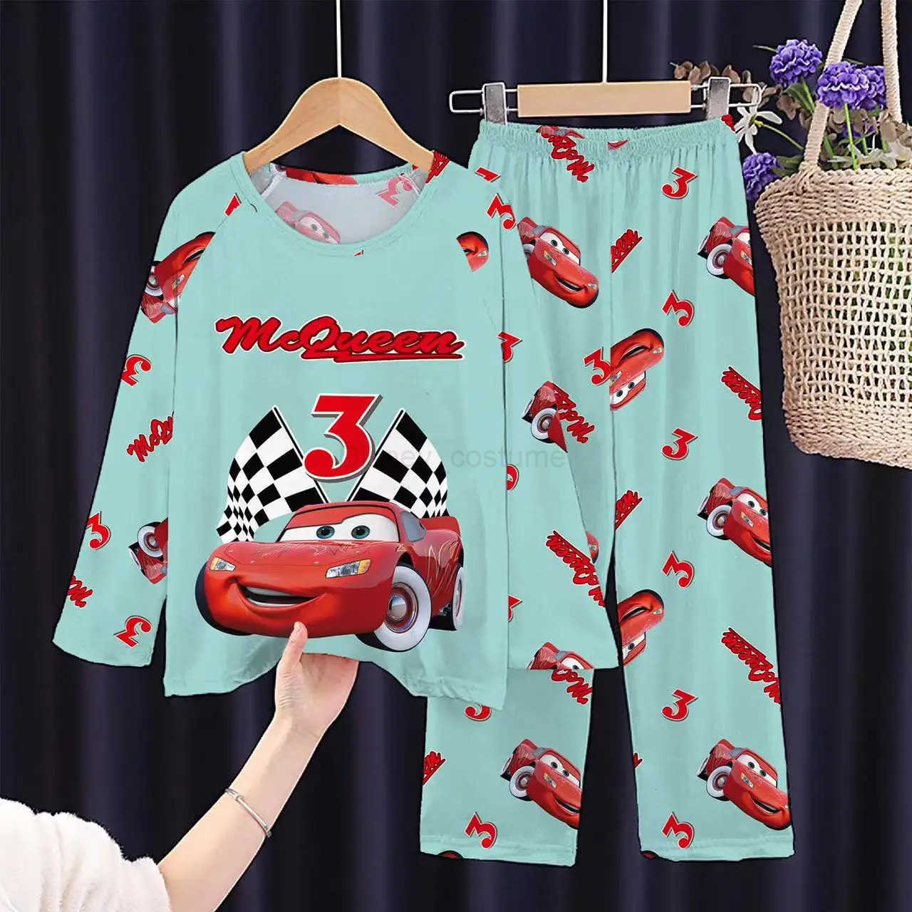 Disney Cars Kids Pajama Sets Trendy Adorable Cartoon Print Children Nightwear Set Comfortable Suitable Indoor Clothes Autumn H250926