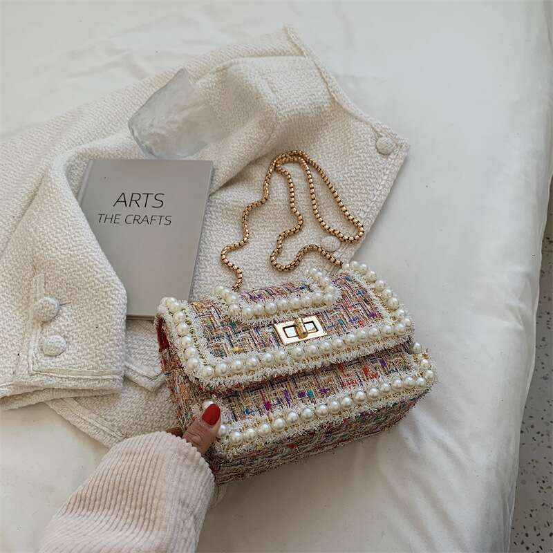 Autumn and Winter Tweed New Women's Chain Fashion Crossbody Shoulder Small Square Bag