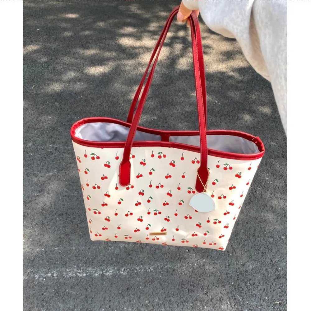 Fashion Cherry Popular Cute Cartoon Women Shoulder Bag New Trend Large Capacity Commuter Bag Student Laptop Bag Handbag Y250926qw