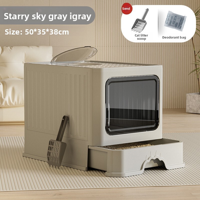 Fully Enclosed Extra Large Drawer Type Top Entry Anti-Odor Anti-Splash Litter Box Cat Toilet for Cats