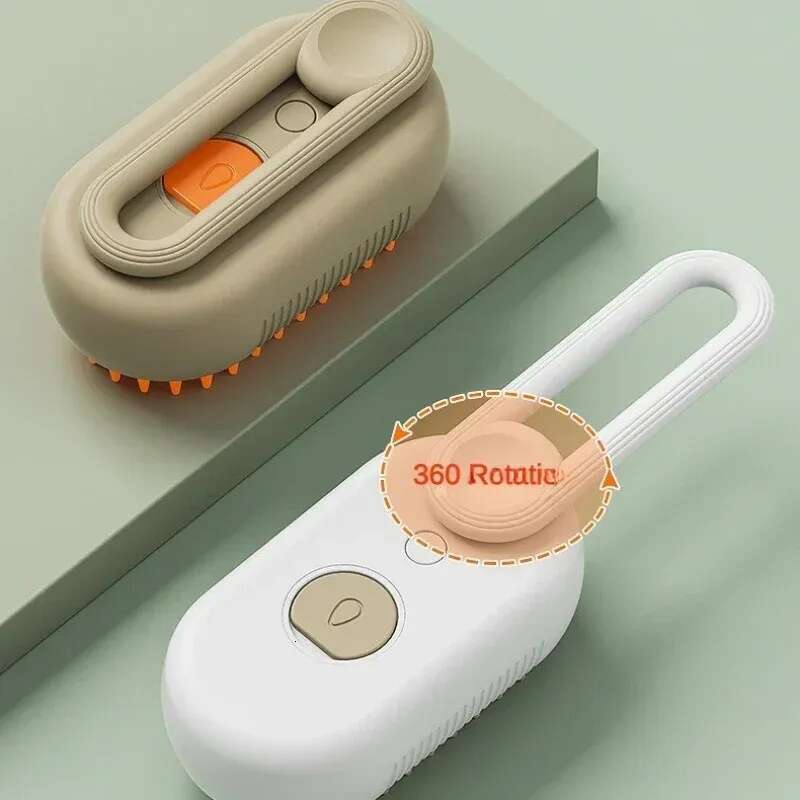 2025 new Cat Dog Pet Massage 3 in 1 One Button Steam Spray Folding Rotatable Floating Bath Hair Removal Brush Comb