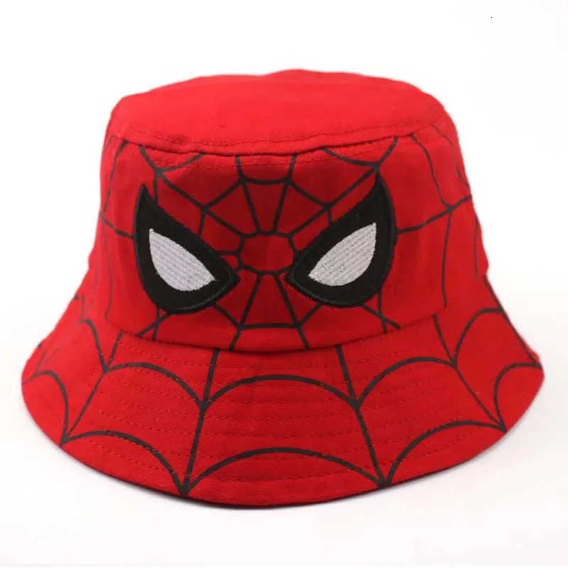 Disney Kids Caps Cartoon Spider Bucket Hats for Boys Girls Fashion Outdoor Sunscreen Fisherman Caps Children Accessories H250926