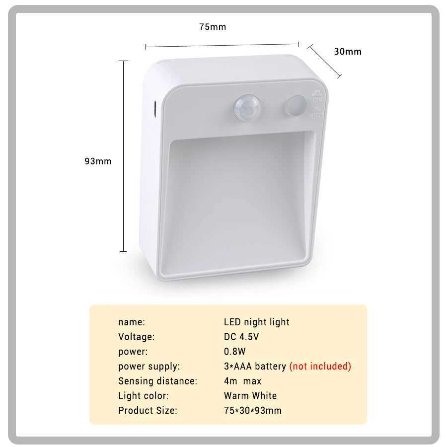 LED Night Light PIR Motion Sensor Night Lamp Wireless Detector AA Battery Powered Wall Lamp Auto OnOff Cabinet Stairs Lighting C250925