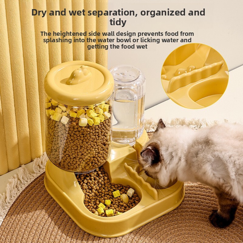 Automatic Dispenser Large Capacity Food Storage Bucket Cat Bowl Integrated Flowing Dry and Wet Separation Water Feeder