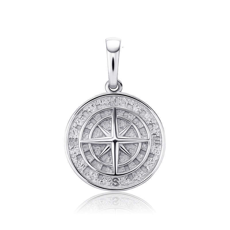 Sier Compass Hip-Hop Pendant Necklace Jewelry Accessories for Men and Women