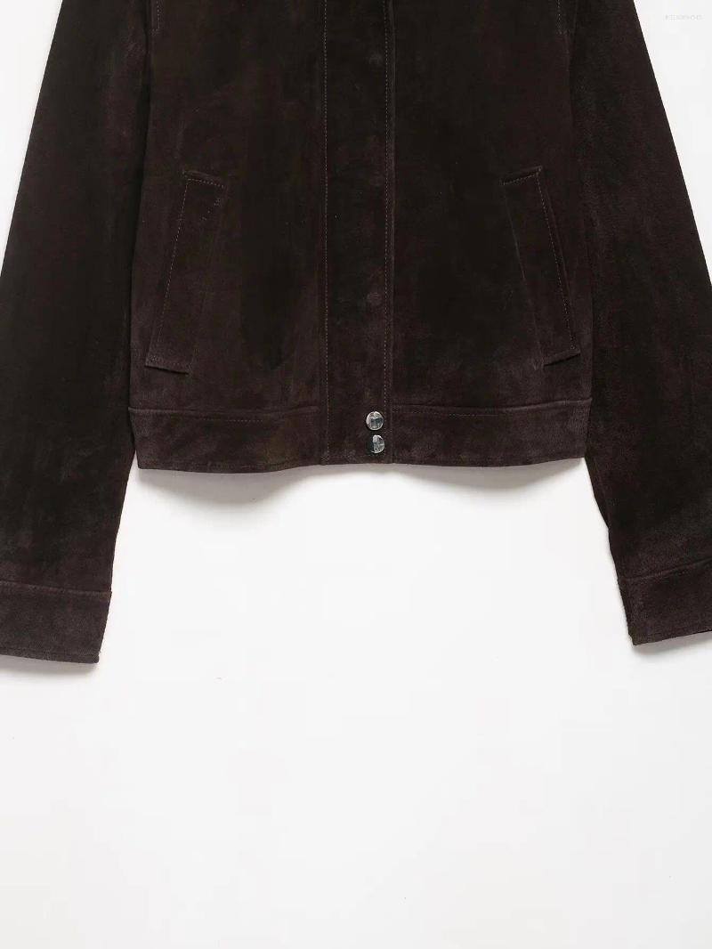 Women's Jackets Fashion Laple Suede Zipper Pockets Women Full Sleeve Breasted Short Autumn Winter Lady Outwears