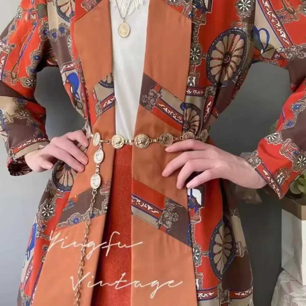 High Quality 80s Gold Coin Alexander The Great Chain Belt Women Waist Belly Chain Fashion Accessory L250926