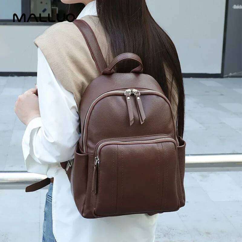 Lady Cowhide Design Large Capacity Bags Women Natural Cow Leather Female Retro Versatile Backpacks Ladies Fashion Bag Suotong2509