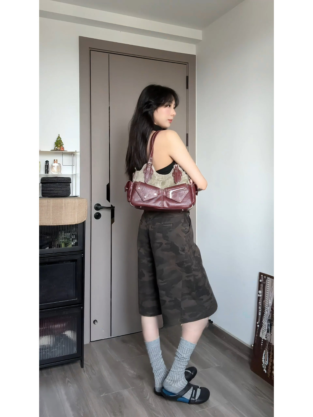 2025 autumn and winter new retro color blocked light bag luxury elegant design denim armpit clean handbag women's shoulder bag denim designer Bag