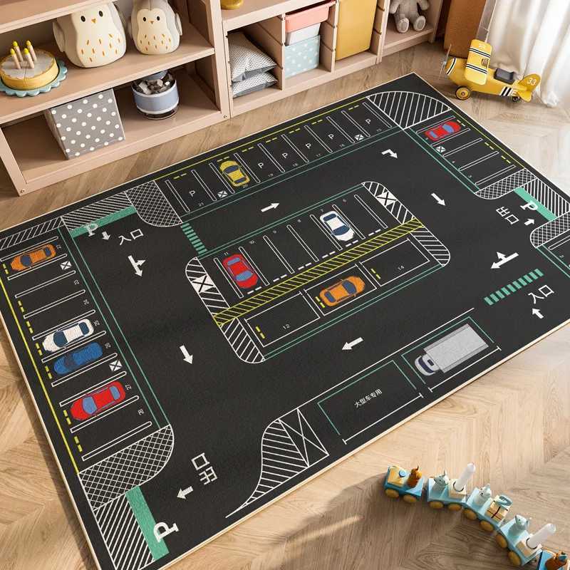 VIKAMA Cartoon Car Traffic Crystal Pile Carpet Childrens Room Climbing Mat Home NonSlip and Dirt Resistant Living Room Mat C250926