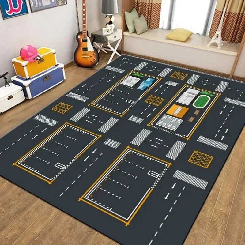 Transportation Track Crawling Mat Childrens Living Room Carpet Area Rug for Kids Bedroom Nonslip Machine Washable Floor Mat C250926
