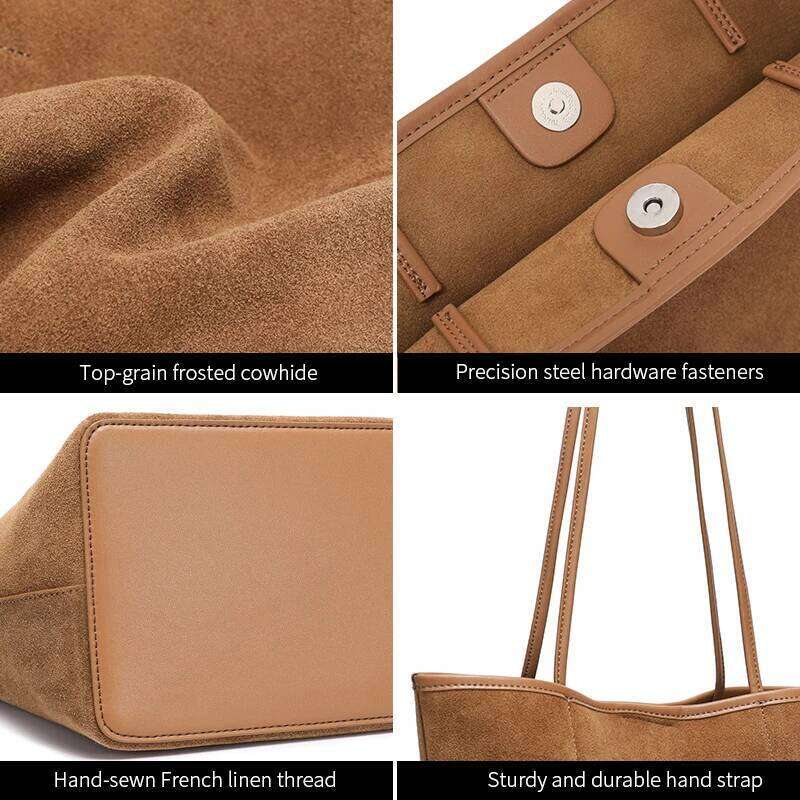 Female Soft Cowhide Durable Casual Handbag Women's Suede Cow Leather Shoulder Bags Ladies Fashion Trend Commute Handbags Girls Suotong2509