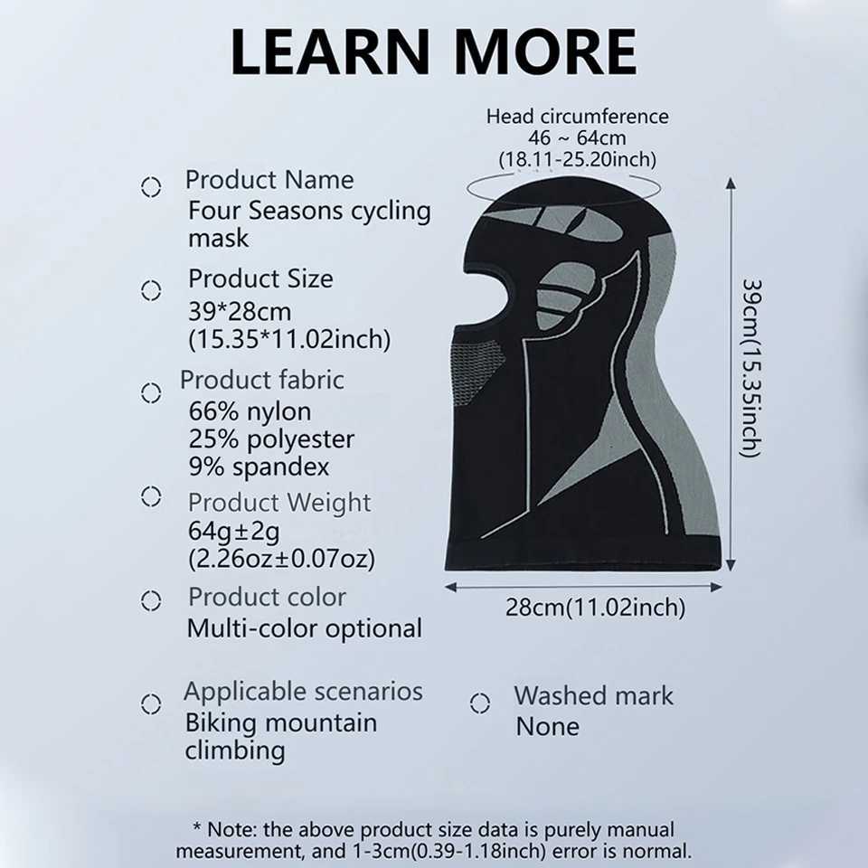 GTUBIKE Men Women ColdProof Thermal Scarf Winter Ski Hat Balaclava Full Face Mask Ski Cycling Head Neck Cover Helmet Liner Z250926