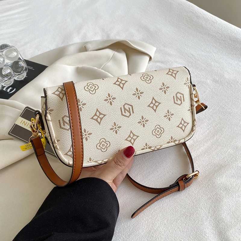 Fashionable retro printed small square bag versatile single shoulder bag crossbody bag under the armW250926