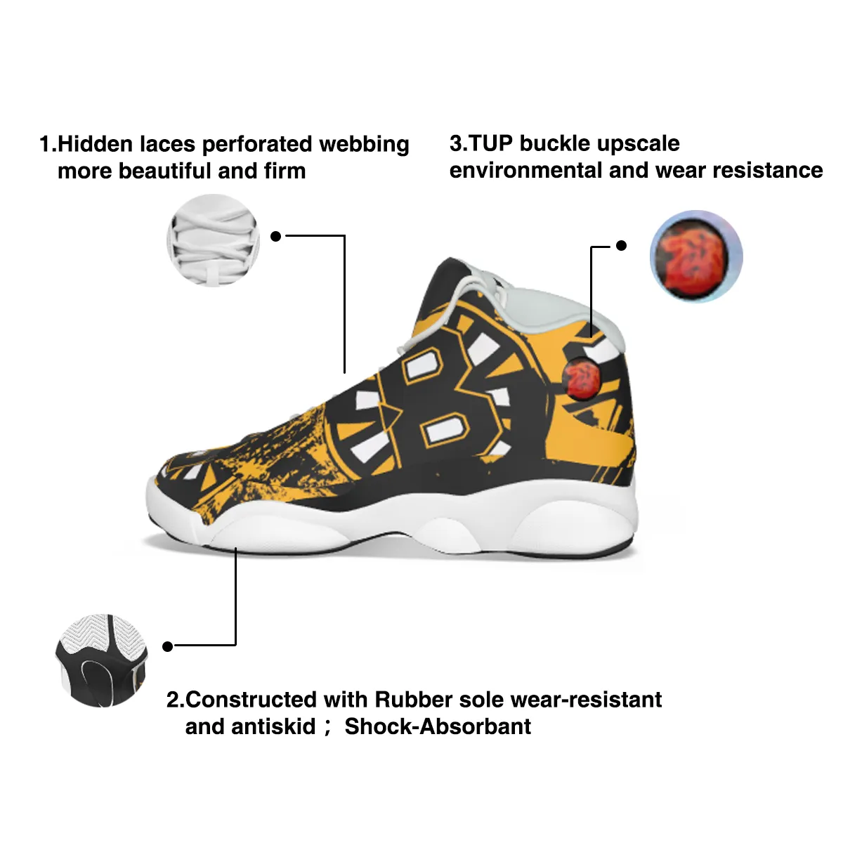 DHgatepod Men's Thick Sole Arc Basketball Shoes - PU Upper & Rubber Outsole, Slip-Resistant, Shock-Absorbing for Outdoor Sports, All Seasons