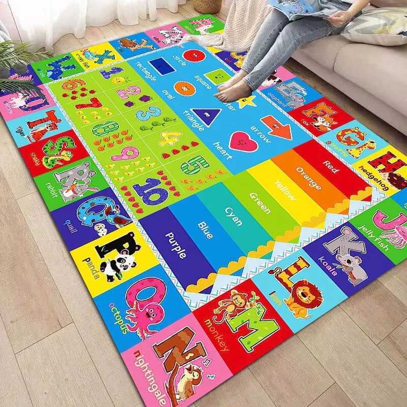Play Rug Playroom Floor Mat Alphabet Numbers Animals Educational Area Crawling Rugs Room Classroom Nursery BedRoom Decor Carpet C250926