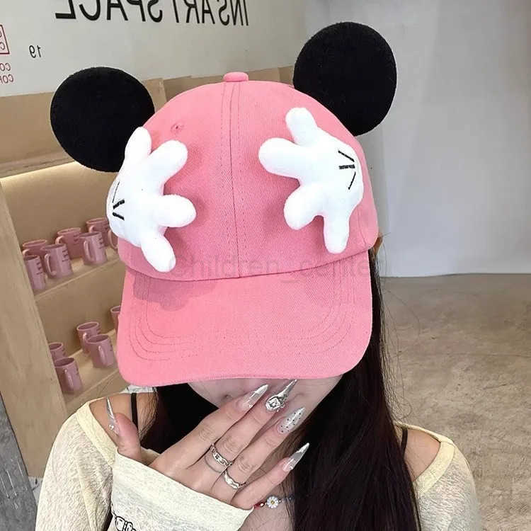 Disney cartoon cute Mickey Mouse ears hand cover face baseball cap casual fashion outdoor sports sunshade cap girl gift H250926