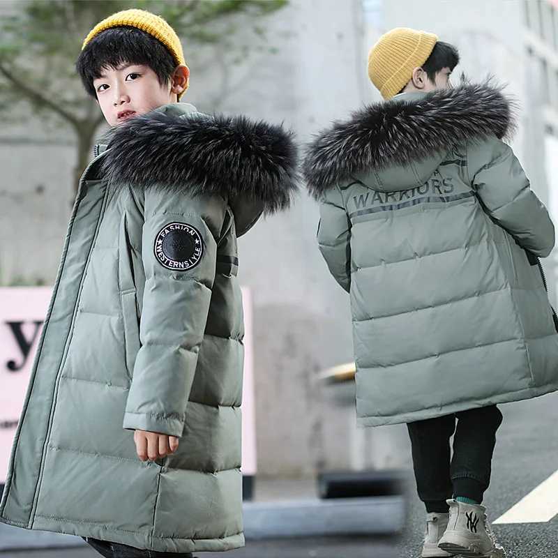 2025 Russian Winter Children Boy Down Jacket Hooded Waterproof Thicken Warm Boy Outerwear Coat 414 Years Kids Teenage Parka W250926