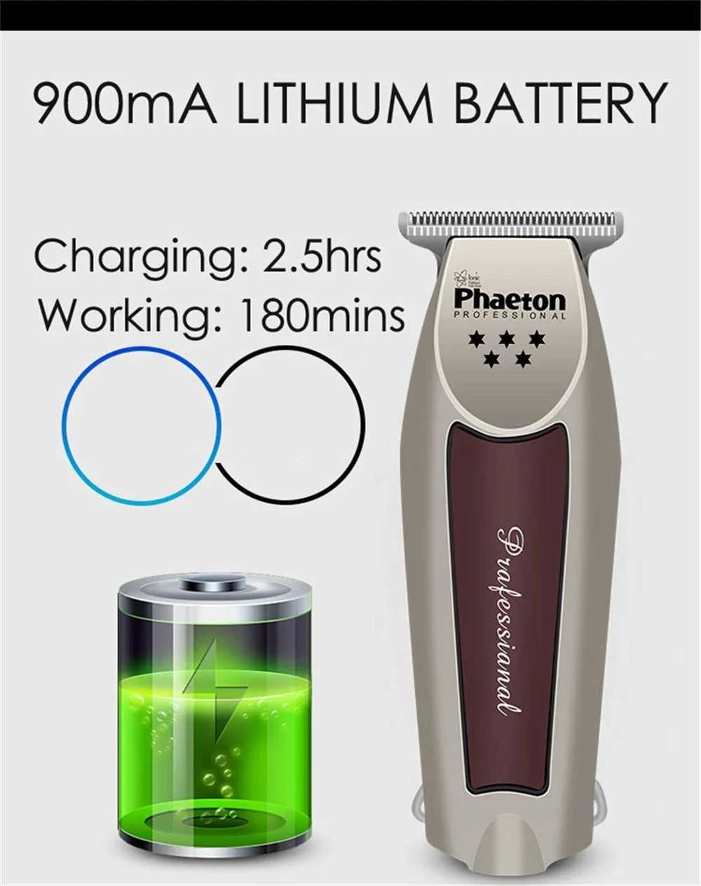 Pheaton Professional Precision Hair Clipper Electric Hair Trimmer close to 0mm Cutting Baldhead Shaving Machine Home Barber Tool R250926