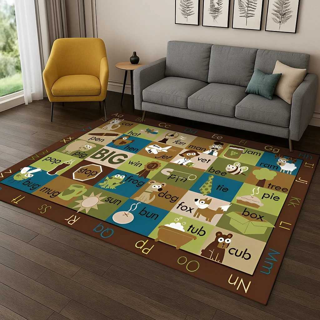 Childhood Early Education Letter Cartoon Game Carpet Rug for Living Room Sofa Home Bedroom Doormat DecorPlayroom Nonslip Mat C250926