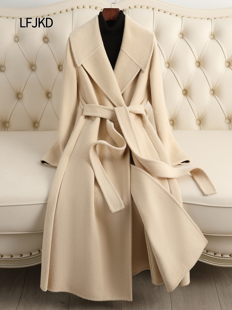 K2252 Double-faced cashmere coat women's mid-length 2025 autumn and winter new slim fashion high-end sheepskin coat