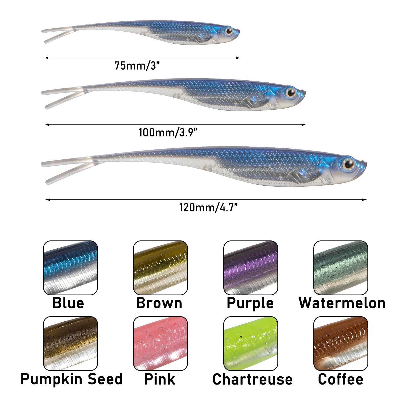 DrFish 56pcs Fishing Soft Lure Plastic Saltwater Fork Tail Drop Shot Silicone Soft Bait Worm Bass Trout Pike Walye Weedss W250926