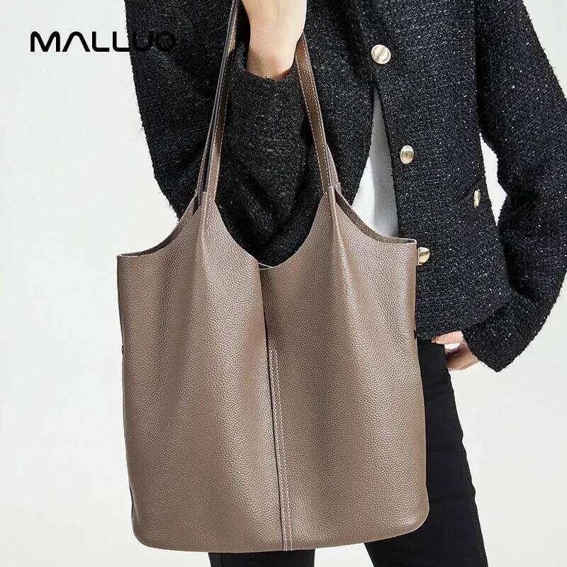 Women's Cow Leather Bucket Bag Ladies Fashion Natural Genuine Cowhide Shoulder Bags Lady Casual Tote Handbags For Female Suotong2509