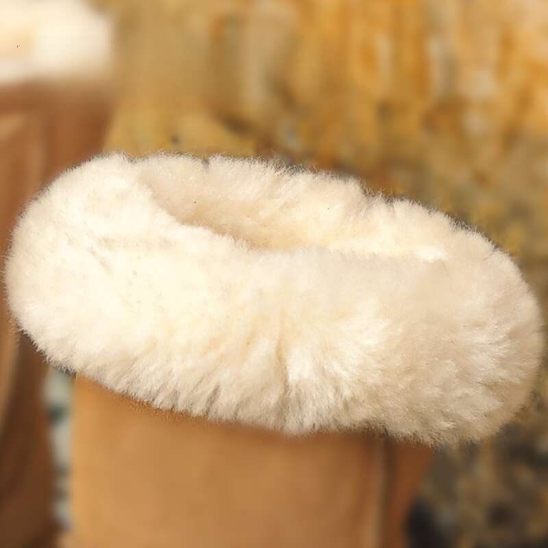 Sheepskin Thick-Soled Snow Boots for Women, Mid-Calf, Warm Fleece-Lined 2024 Winter New Cotton Shoes