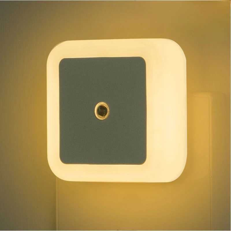 Mini LED Night Light EUUSUK Plug Light Sensor Square Shape Nights Lamp For Kids Room Bedroom Bedside Aisle Corridor 110V 240V C250925