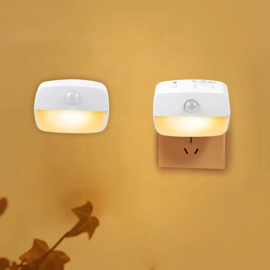 Wireless LED Motion Sensor Night Light Plug In Motion Detector Bedroom Staircase Closet Bedside Night Lamp 220V Battery Powered C250925