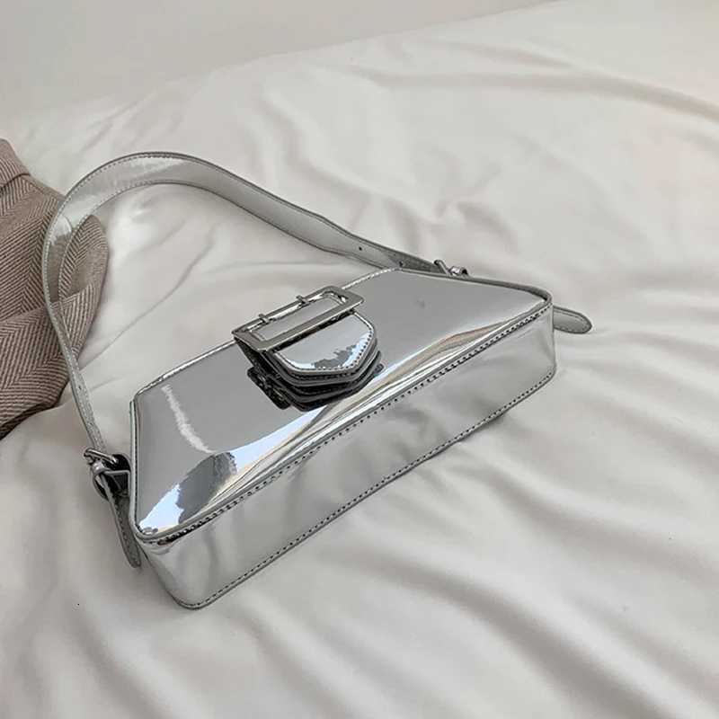 Silver Shoulder Bags for Women 2023 Spring Y2K Small Purse Glossy PU Leather Luxury Brand Female Underarm Handbags Pink Z250926