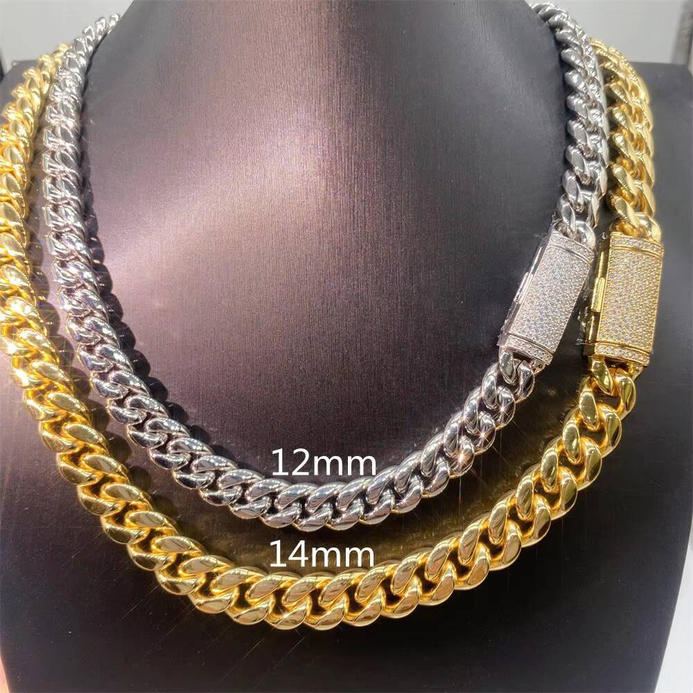 Wholesale 18k Gold Custom Gold Cuban Link Chain 24k Gold Cuban Miami Chain 12mm Miami Cuban Chain Necklace