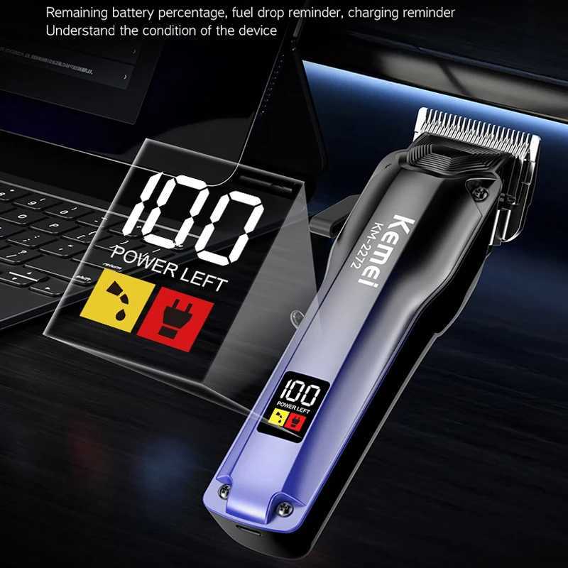 Kemei Mens Hair Clipper Electric Professional Cordless Hair Trimmer USB Rechargeable Hair Clippers With LCD Display KM2272 R250926