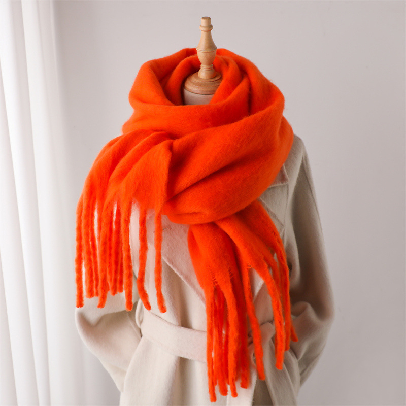 K1972 New winter thickened lambswool scarf shawl Korean style solid color versatile women's wholesale price flexible minimum order quantity