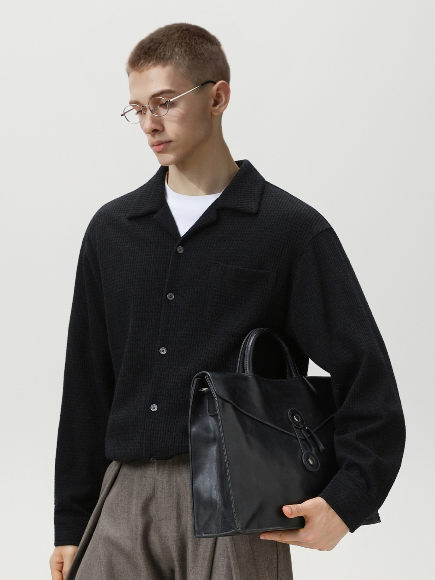 B796615 Master quality Solid color lapel jacket workwear men's 2025 new spring and autumn coat tops versatile loose simple casual