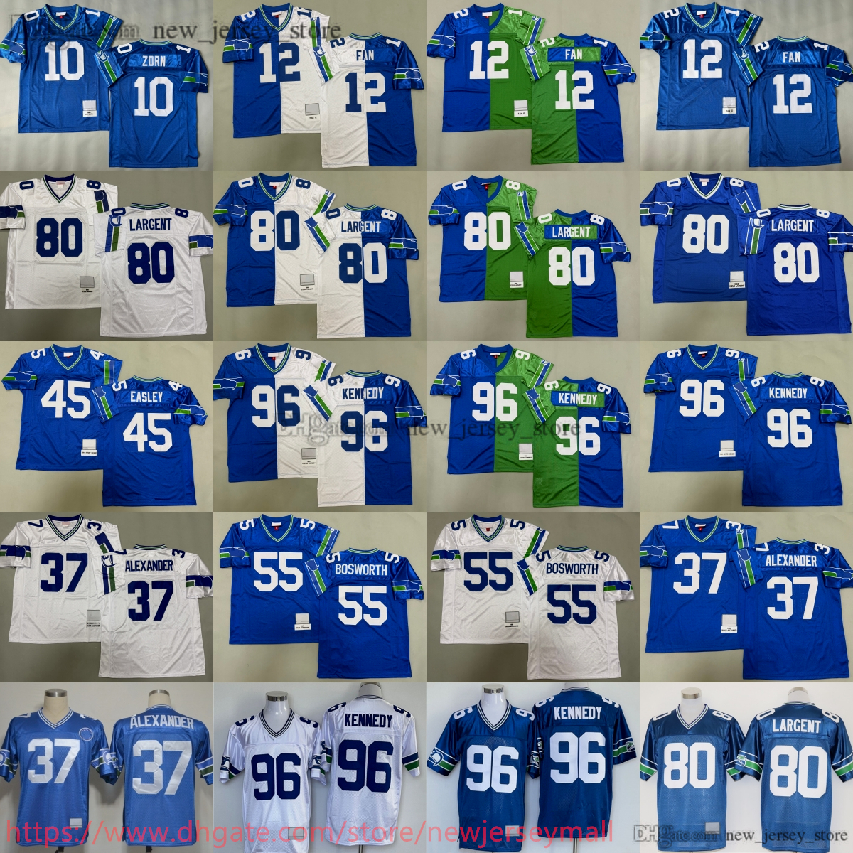 1985 Throwback 50th Football 80 Steve Largent Jersey Vintage 12th Fan 55 Brian Bosworth 45 Kenny Easley 96 Cortez Kennedy 37 Shaun Alexander Jerseys Breathable Sport