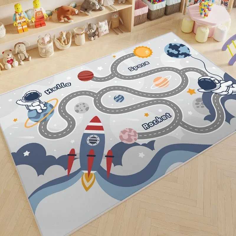 VIKAMA Crystal Velvet Childrens Carpet Parking Lot Climbing Rug Game Traffic Road Early Education Kindergarten Mat Home Decor C250926