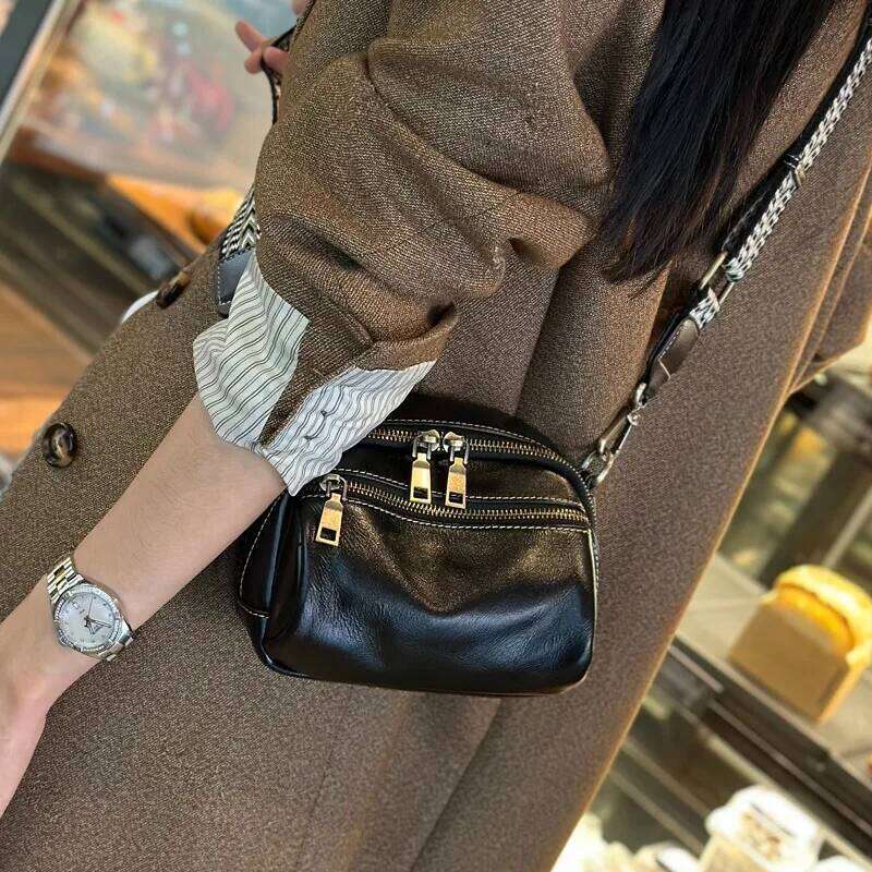 Vegetable Tanned Cowhide Small Handbag New Popular and Versatile Genuine Leather Women's Ladies Shoulder Crossbody Bag