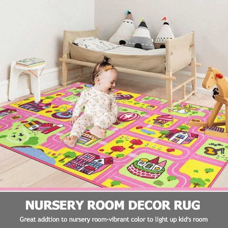 Traffic Road Car Play Rug for Kid Playroom Educational Learning Area Rug for Children Girls Bedroom Nursery Room Floor Decor Mat C250926