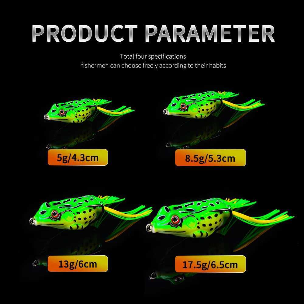 2 Pcs 5g 9g 13g 175g Frog Lure Soft Tube Bait Plastic Fishing Lure with Fishing Hooks Topwater Ray Frog Artificial 3D Eyes W250926