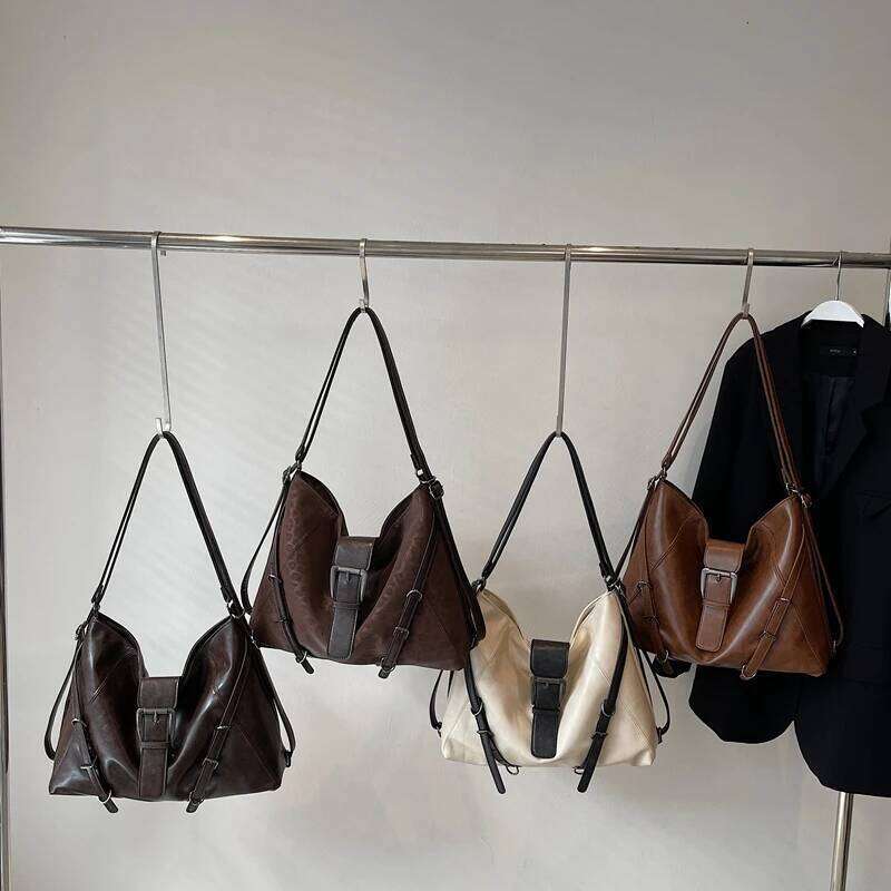 Women Leather Shoulder Winter Retro Soft Hobo Bag Designer New Trend Female Handbags and Purses