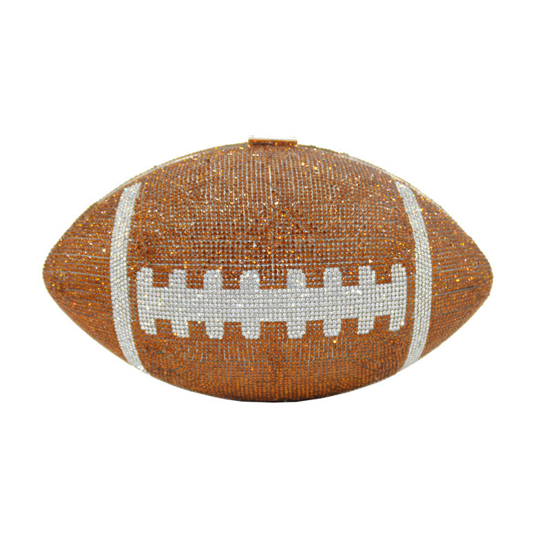 Diamond Luxury Banquet Bag 2024 Creative Football Shape Shiny Dinner Purse Euro-American Rhinestone Evening Bag Bling Clutch Bag