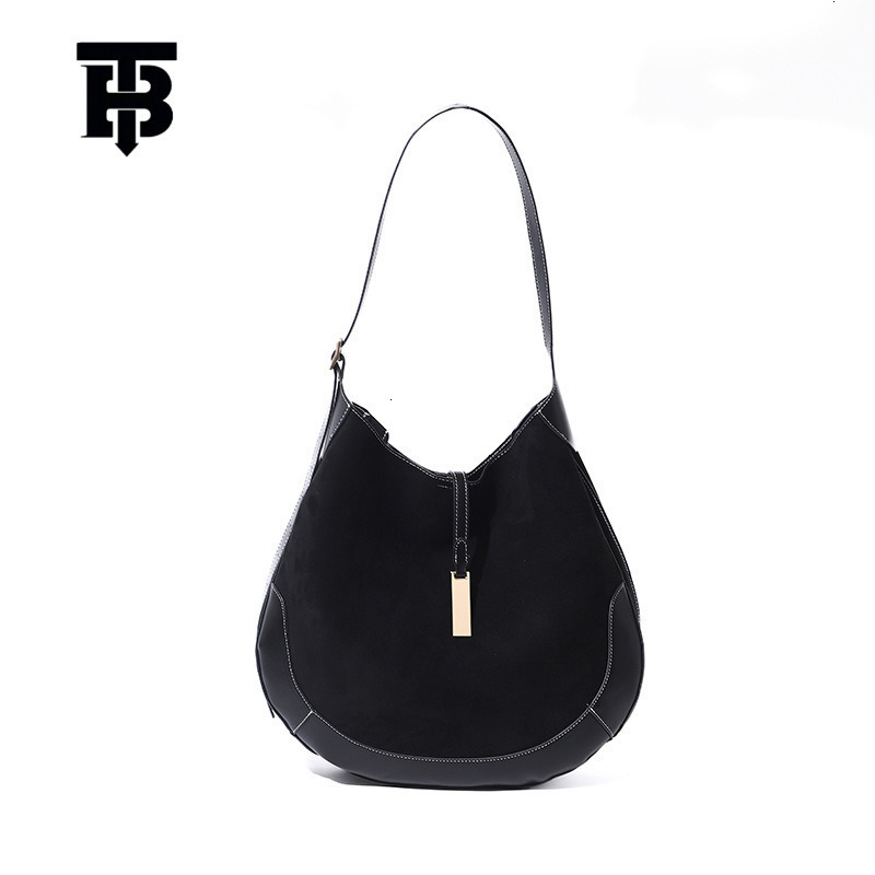 TB BHULAMTE Free Shipping New Designer Bag Women's Armpit Bag Suede Equestrian Design Dumpling Bag Handbag Fashionable Hand-held Crescent Bag